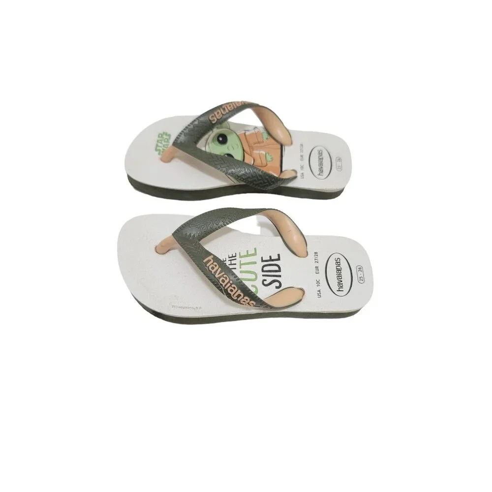 Star Wars Baby Yoda Havaianas Kids Flip Flops Size 10C Green/Beige‎